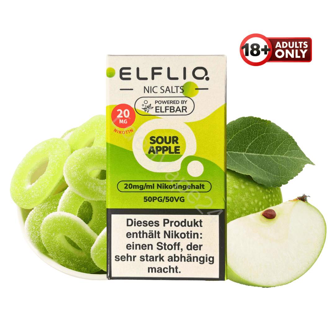 Elfbar Elfliq - Sour Apple - 20mg Liquid - EdenVape24
